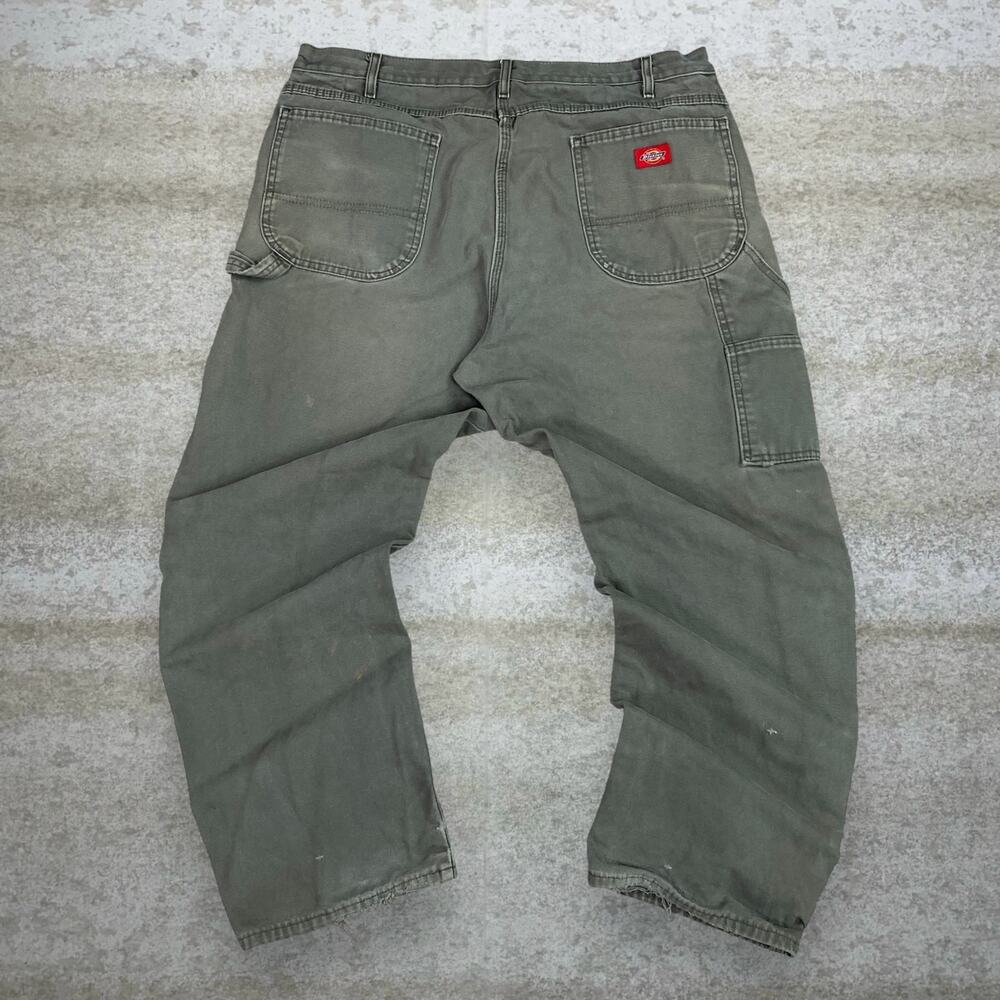 Vintage 90s Dickies Carpenter Pants 38x30 Baggy Wide Leg Sage Green Dungarees